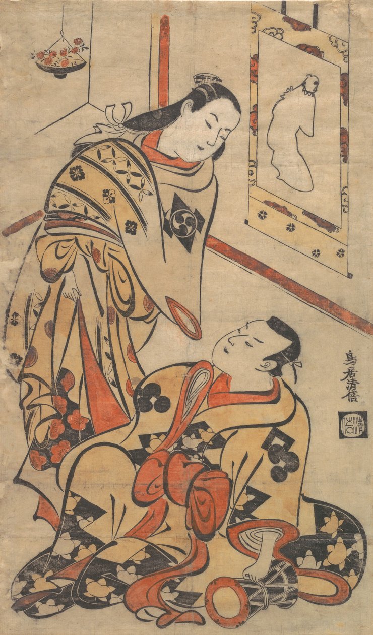 Actores Kabuki Nakamura Gentaro e Ikushima Shingoro, ca. 1710 de Torii Kiyomasu I