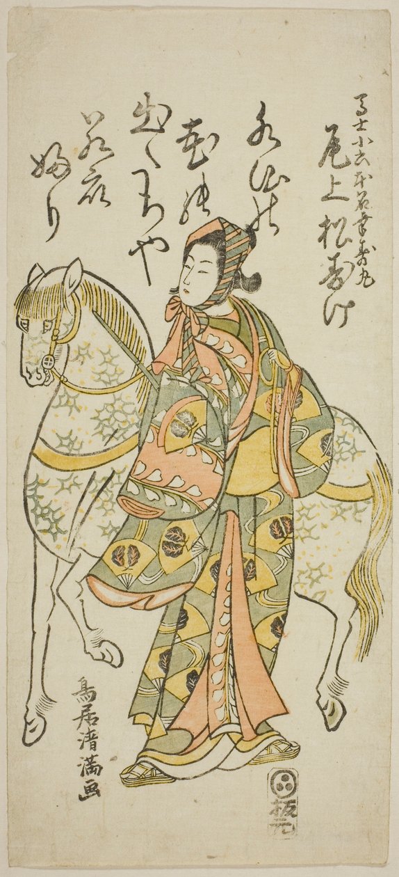 El actor Onoe Matsusuke I como Koroku en la obra "Furitsumu Hana Nidai Genji", representada en el Teatro Ichimura en el undécimo mes de 1765. de Torii Kiyomitsu I