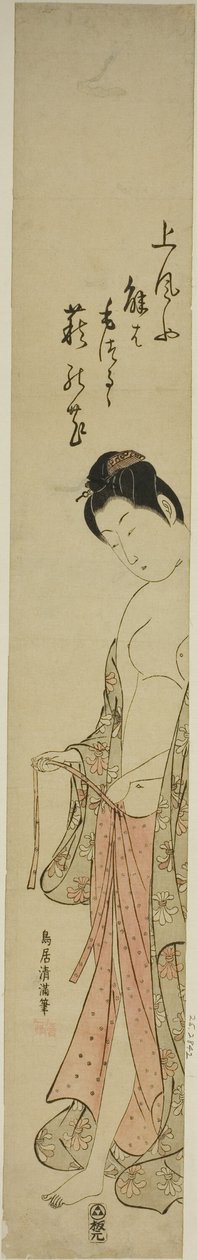 Mujer vistiéndose después del baño de Torii Kiyomitsu I