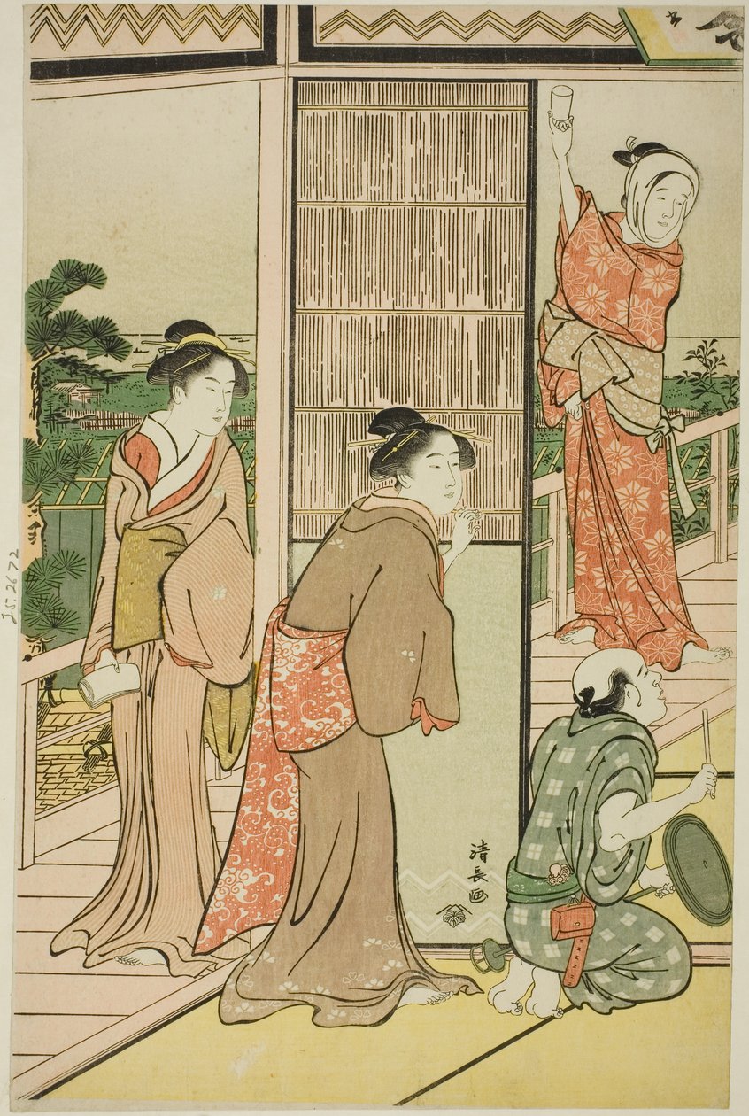 Una Fiesta en los Cuartos de Placer de Shinagawa de Torii Kiyonaga