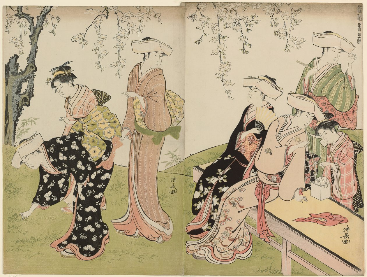 Una excursión en primavera, de la serie Un brocado de modales orientales (Fuzoku azuma no nishiki) de Torii Kiyonaga