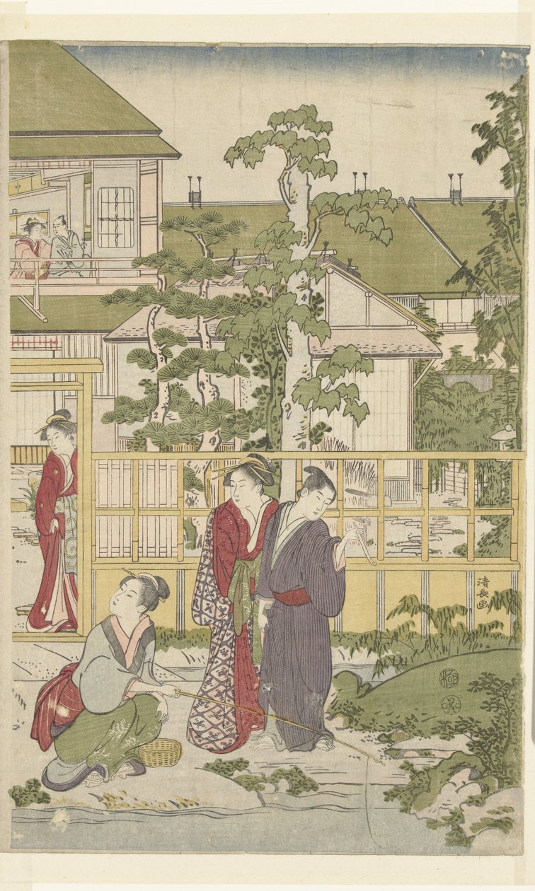 Jugando a la gallina ciega de Torii Kiyonaga