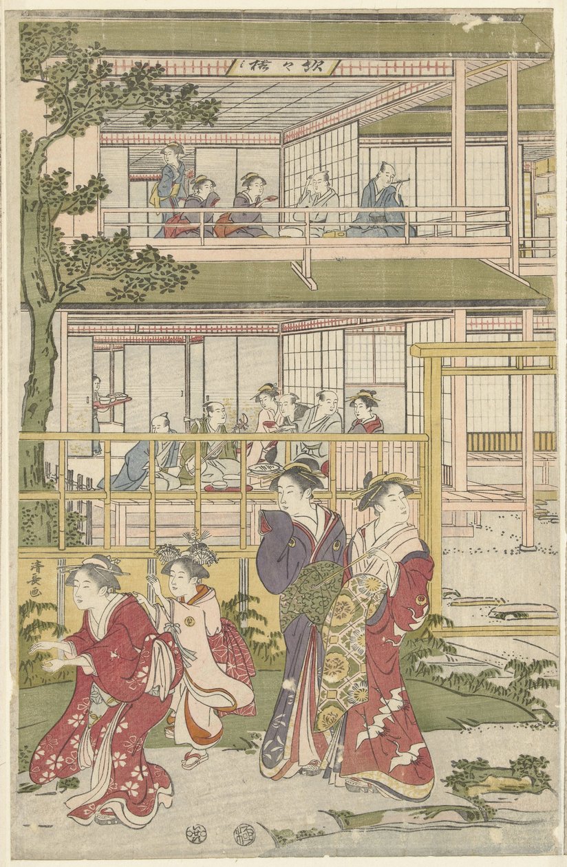 Jugando a la gallina ciega de Torii Kiyonaga