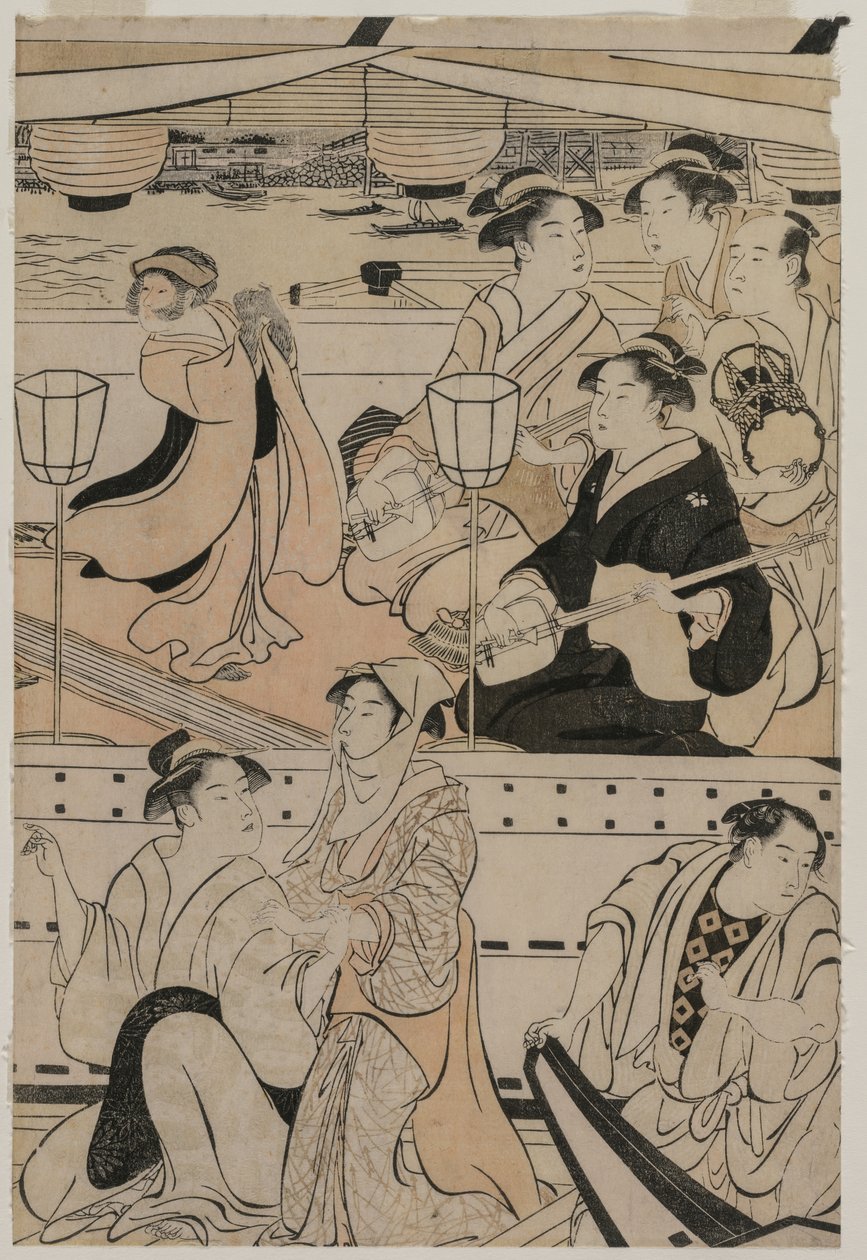 Fiesta en barco en el río Sumida, 1789 de Torii Kiyonaga