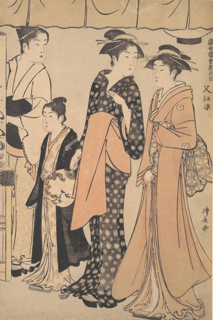 Refrescándose en Nakazu de Torii Kiyonaga