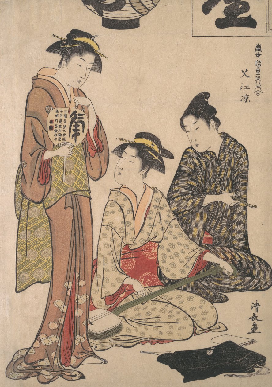Disfrutando del Frescor de la Tarde en Nakasu, ca. 1782-83 de Torii Kiyonaga