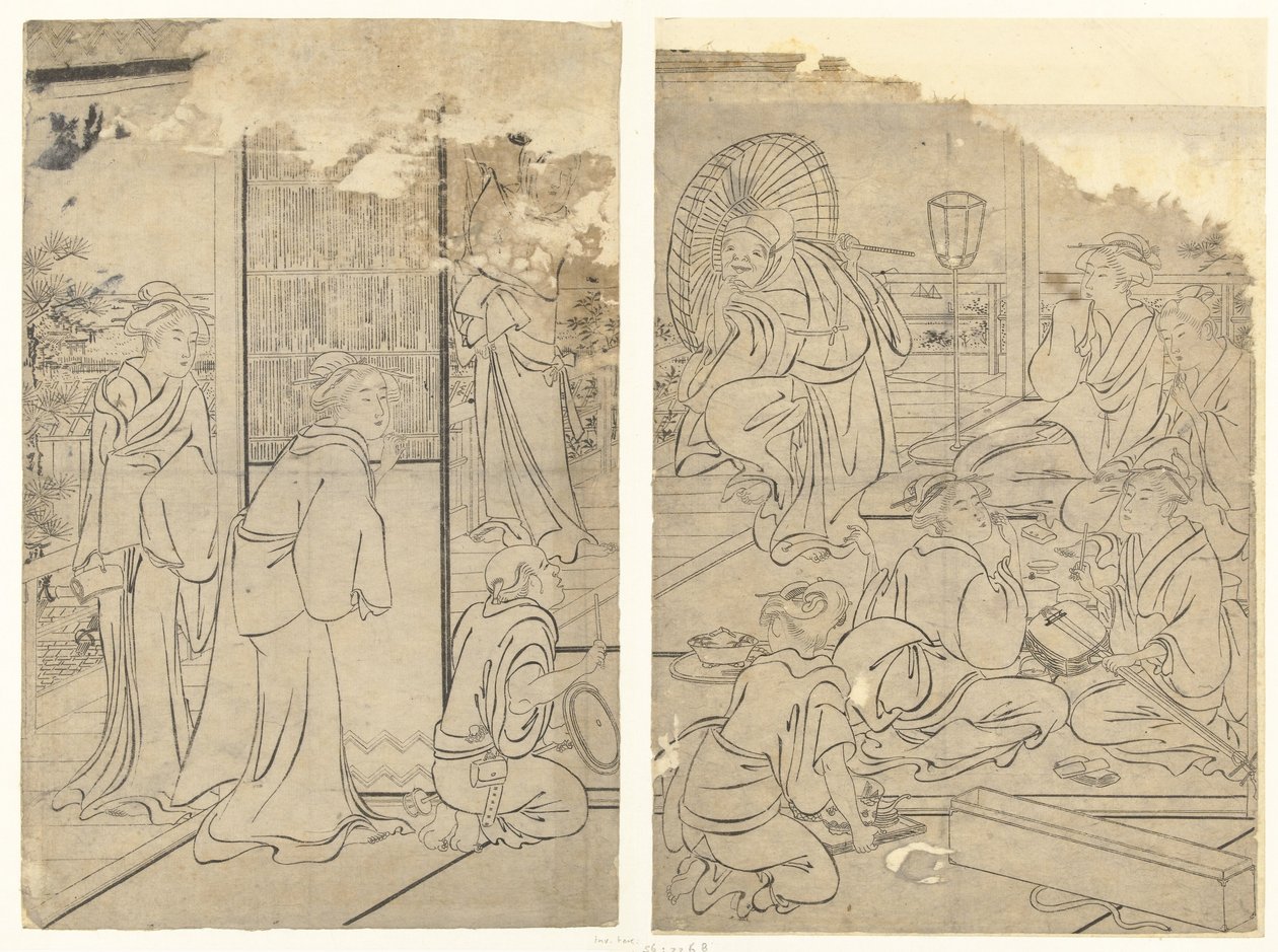 Fiesta en la casa de té Komeikan de Torii Kiyonaga