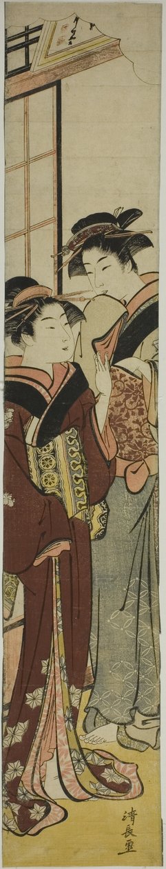 Geisha hablando con su criada de Torii Kiyonaga