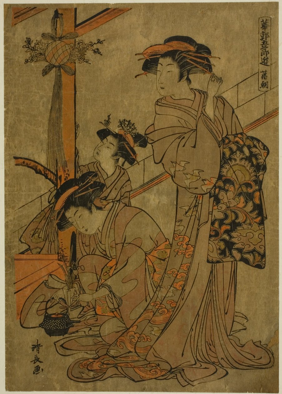 Mañana de Iris, de la serie "Cinco festivales en los barrios de placer" de Torii Kiyonaga