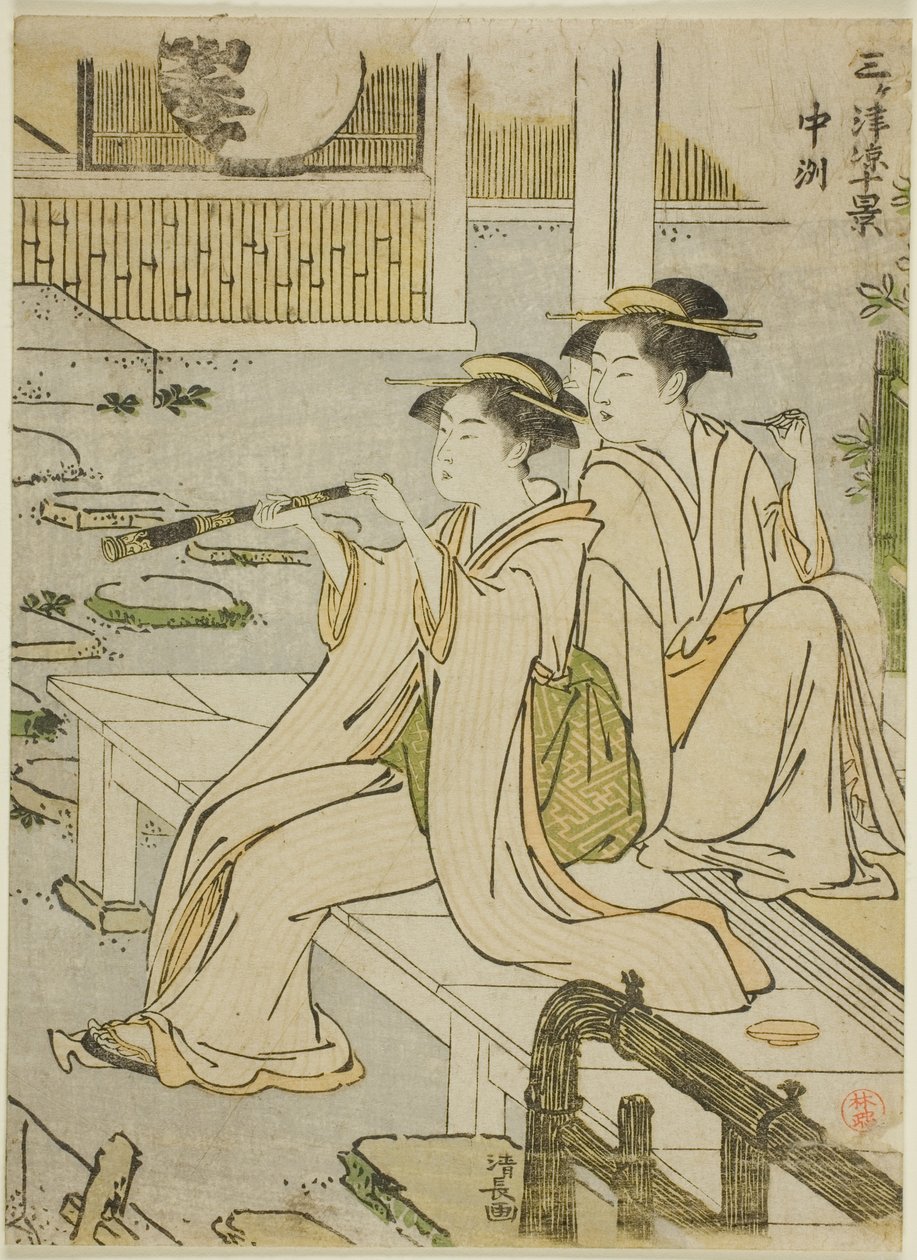 Nakasu, de la serie "Diez Escenas de Disfrutar del Fresco en las Tres Ciudades (Sangatsu ryo jikkei)" de Torii Kiyonaga