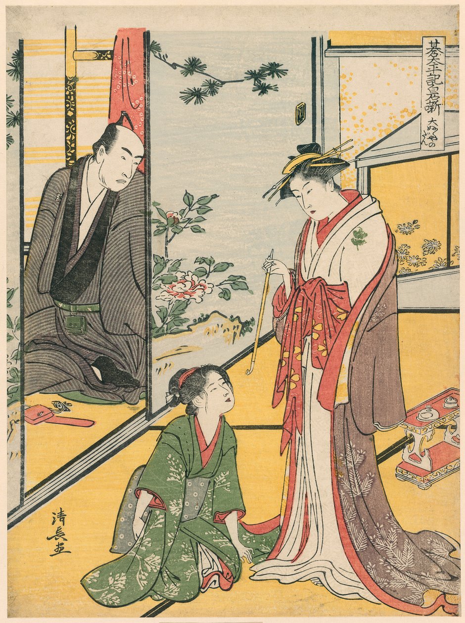 Escena en el Daifukuya (Daifukuya no dan), de la serie "Go Taiheiki Shiraishi Banashi" de Torii Kiyonaga