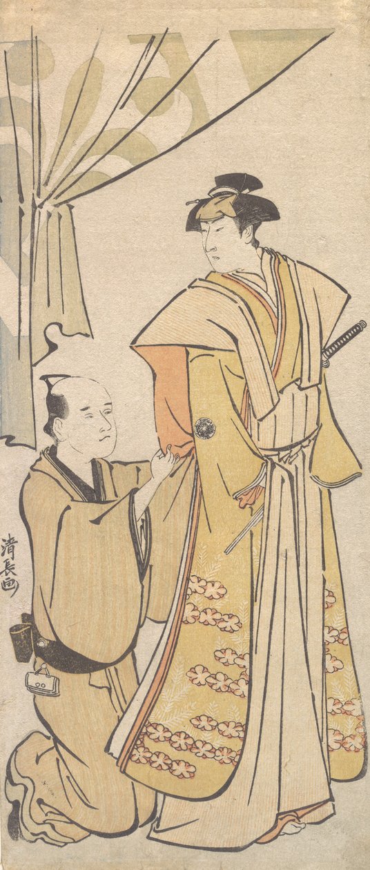 El actor Nakamura Riko I con un asistente, ca. 1784 de Torii Kiyonaga
