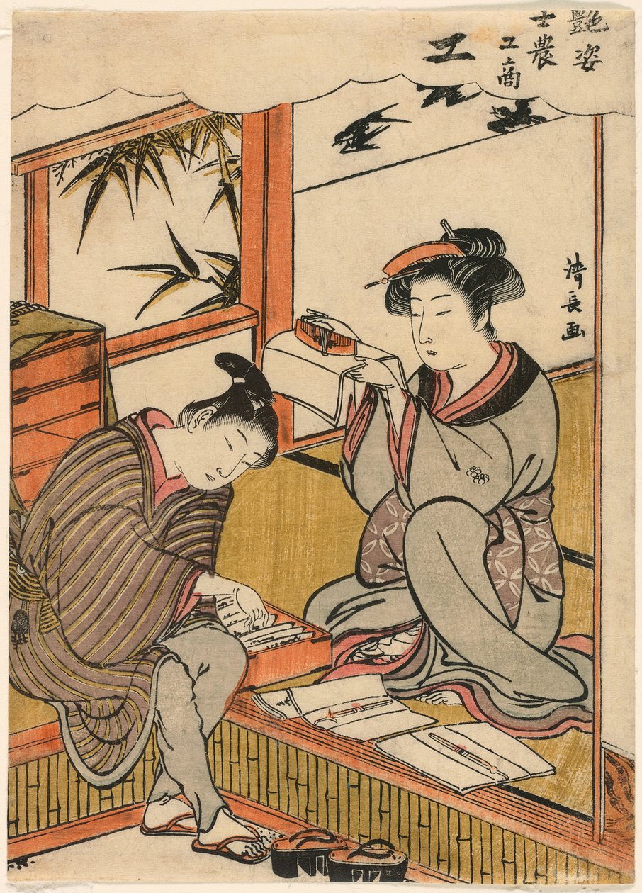 El Artesano de la serie "Bellezas Ilustrando las Cuatro Clases Sociales" de Torii Kiyonaga