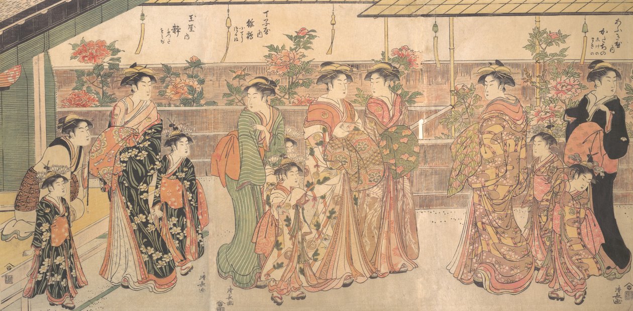 La exhibición de peonías de Torii Kiyonaga