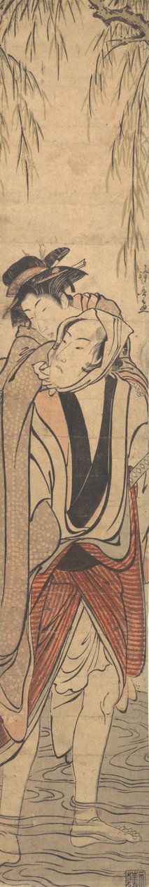 Dos Amantes Cruzando un Río, finales del siglo XVIII de Torii Kiyonaga