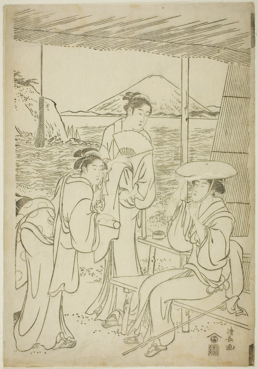 Visitantes a Enoshima de Torii Kiyonaga