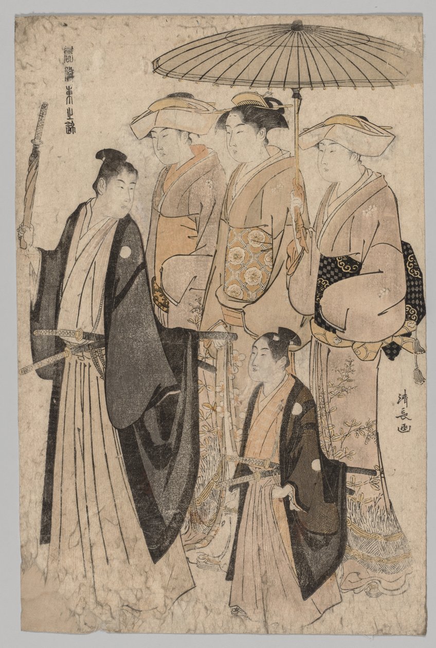 Mujer de Yoshiwara y asistentes, 1752-1815 de Torii Kiyonaga