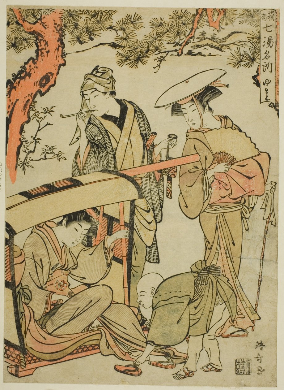 Yumoto, de la serie "Siete famosos manantiales de Hakone (Hakone shichito meisho)" de Torii Kiyonaga