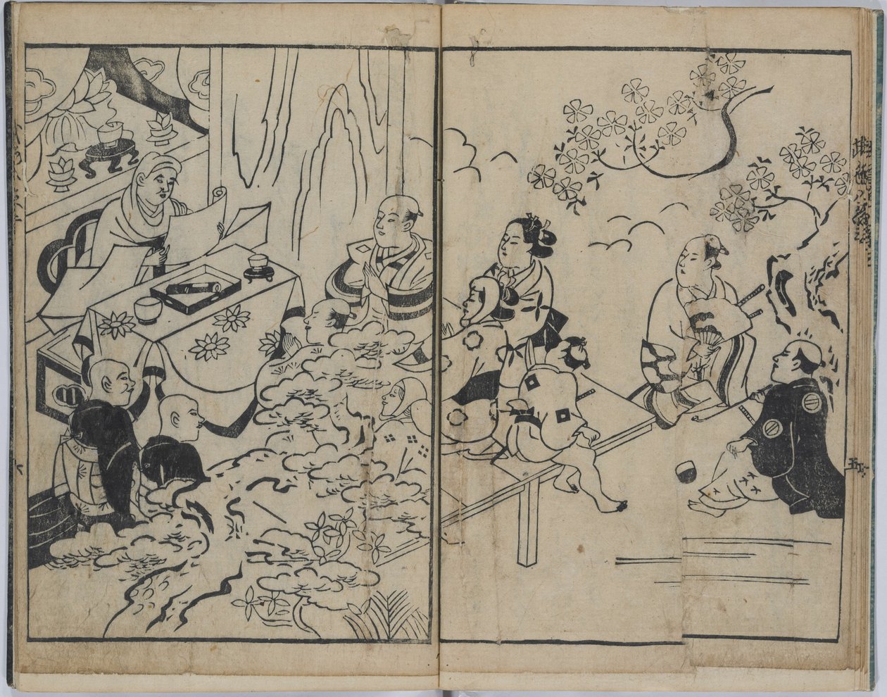 Los ocho puntos de vista extravagantes en los asuntos amorosos militares (Furyu budo iro-bakkei) de Torii Kiyonobu I