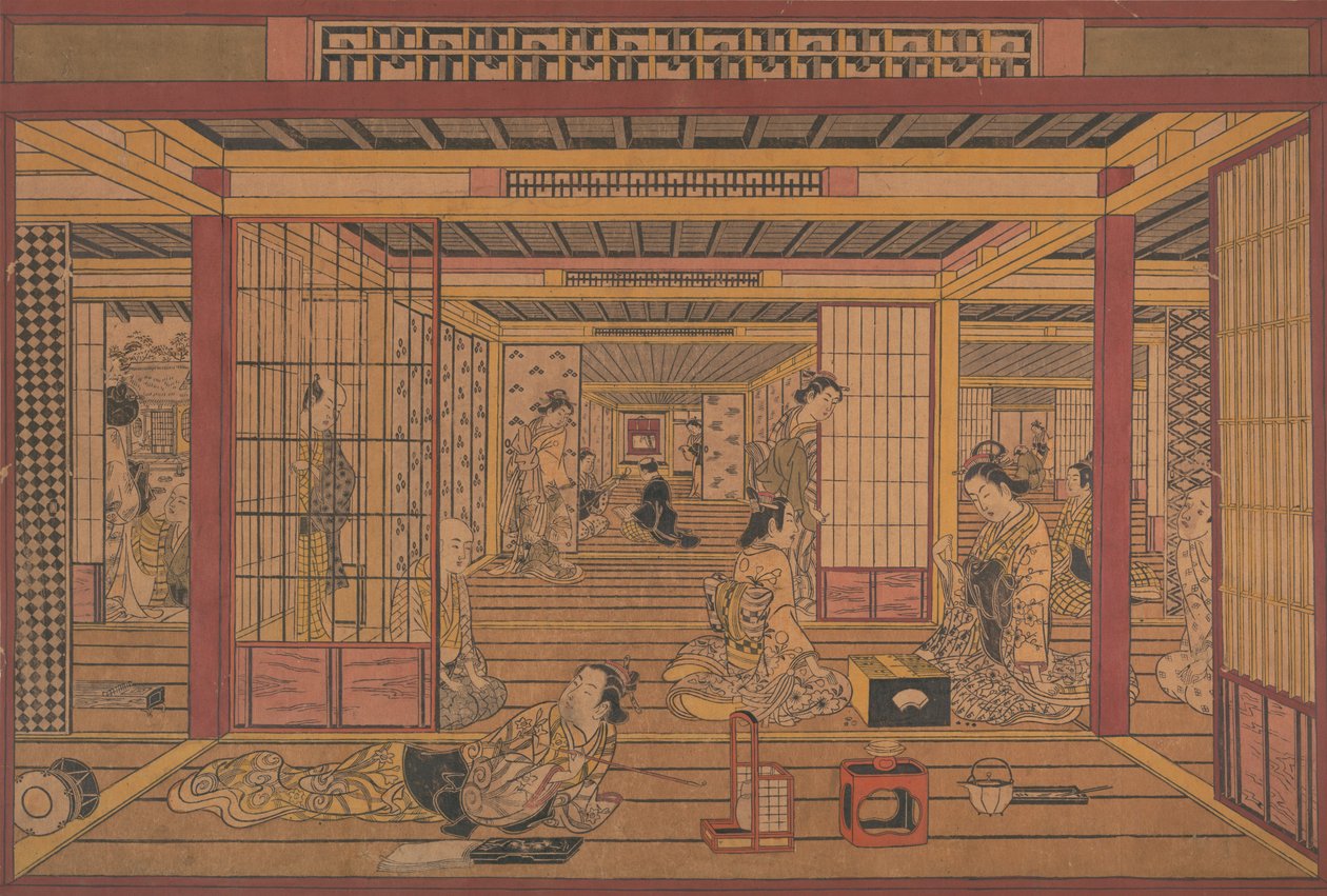 Vista Interior en el Yoshiwara de Torii Kiyotada