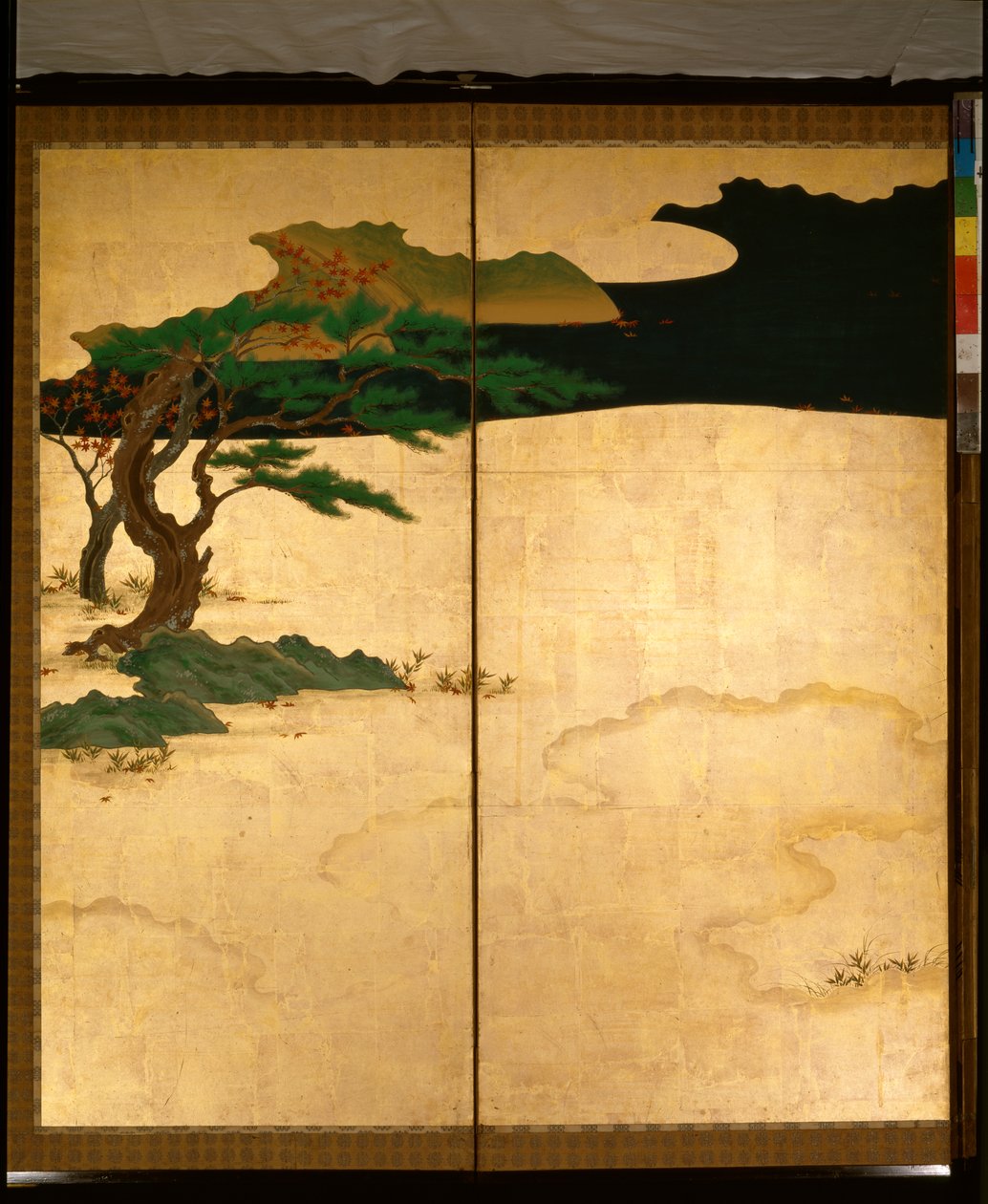 Pantalla de seis pliegues que representa cuentos de Ise de Tosa Mitsuoki