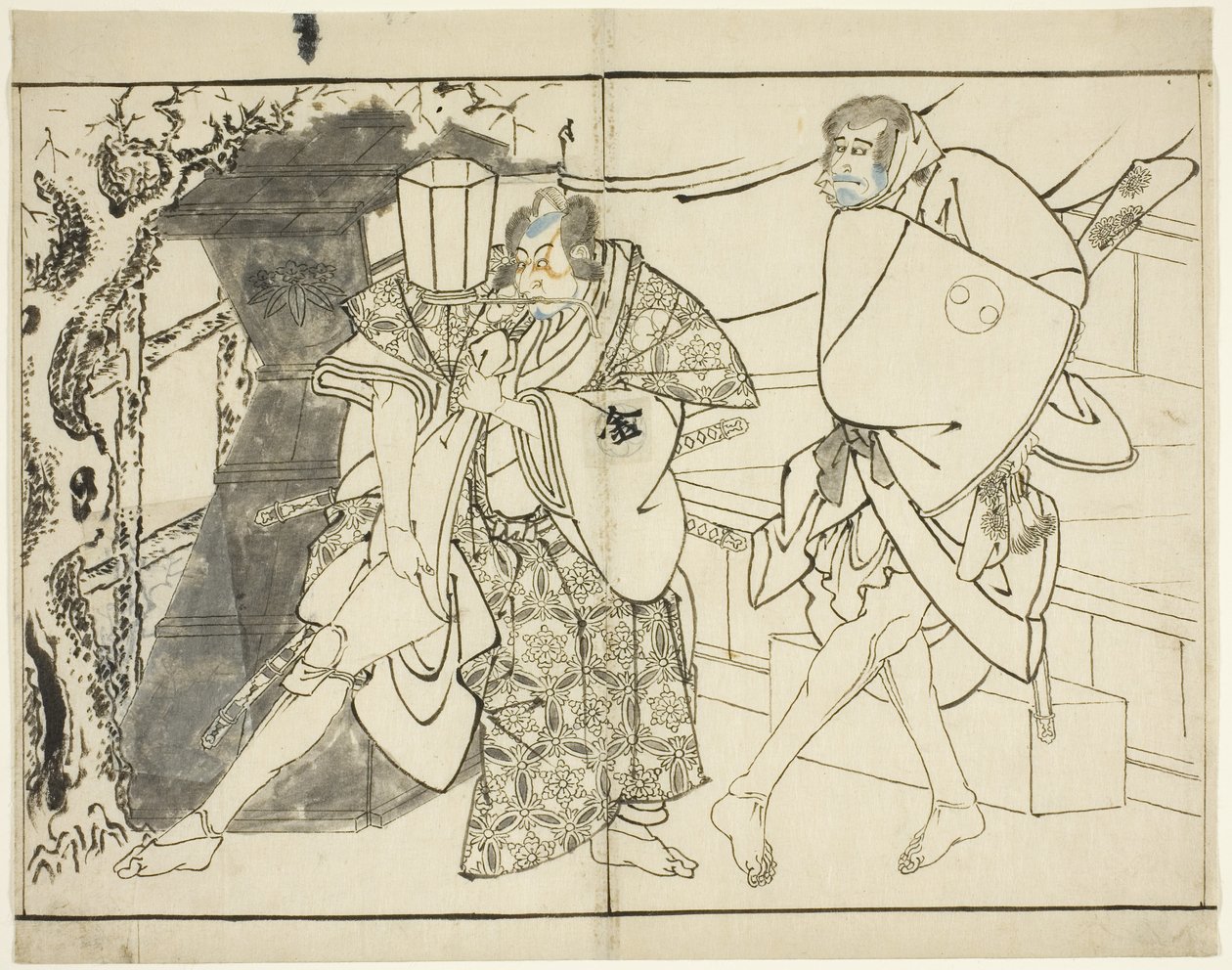 Los actores Arashi Ryuzo y Morita Kanya VIII de Toshusai Sharaku