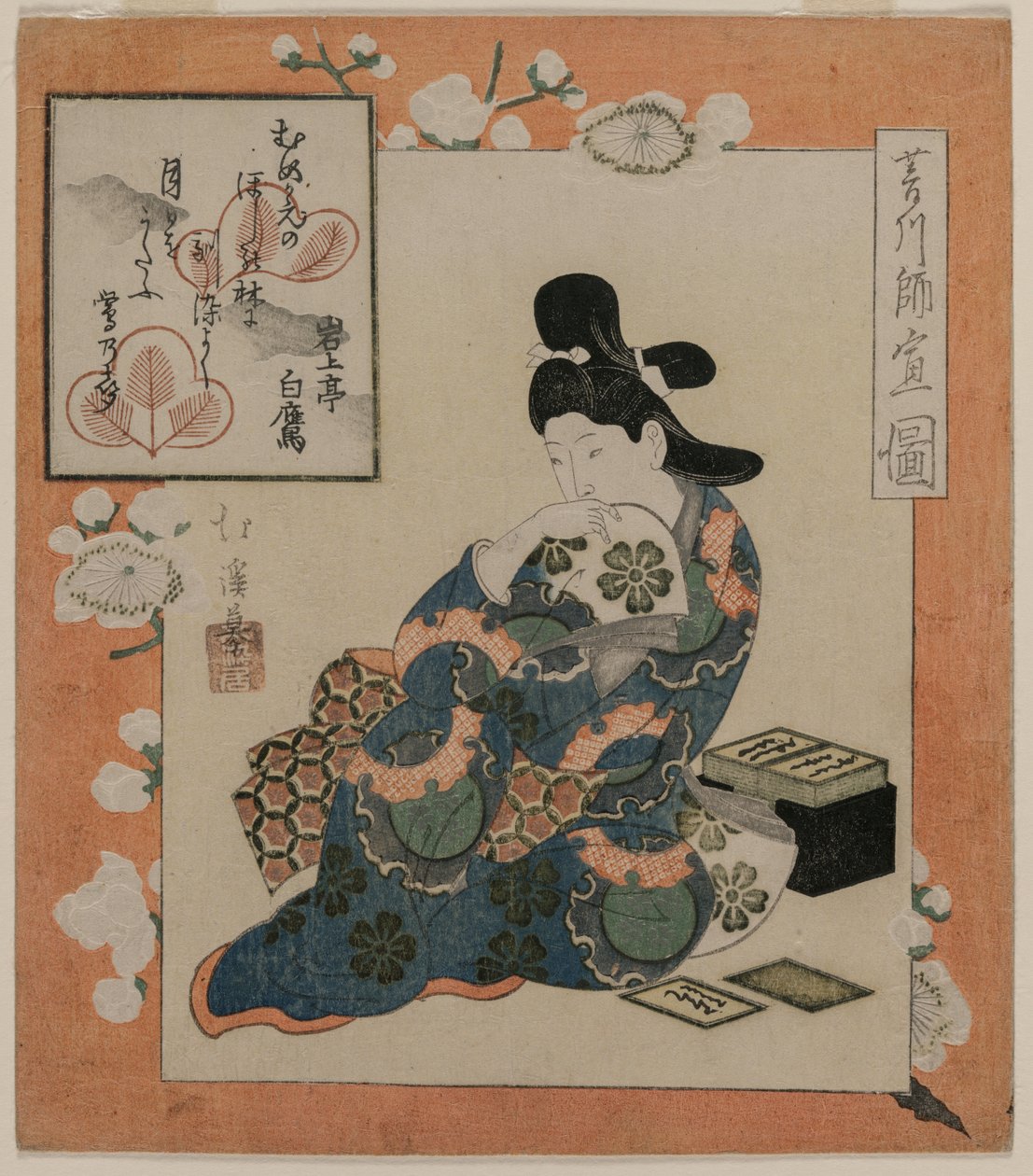 A Picture by Hishikawa Moronobu: Woman with a Set of Poem Cards de Totoya Hokkei