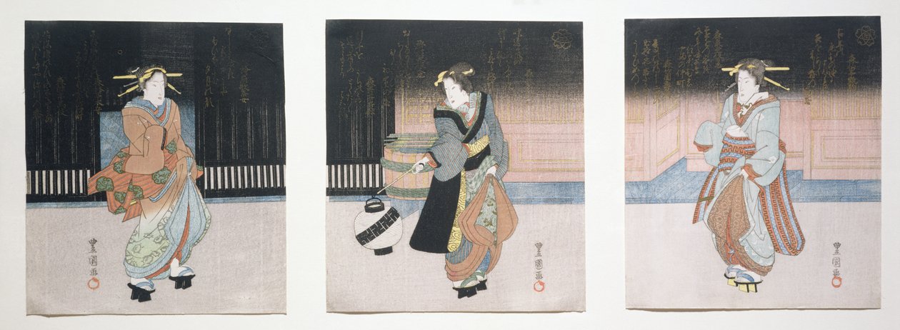 Geisha en el viaje nocturno, 1818-30 de Toyokuni II