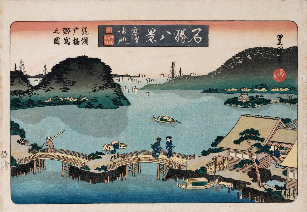 Crepúsculo, Atami, de la serie Ocho vistas de lugares famosos de Toyokuni II