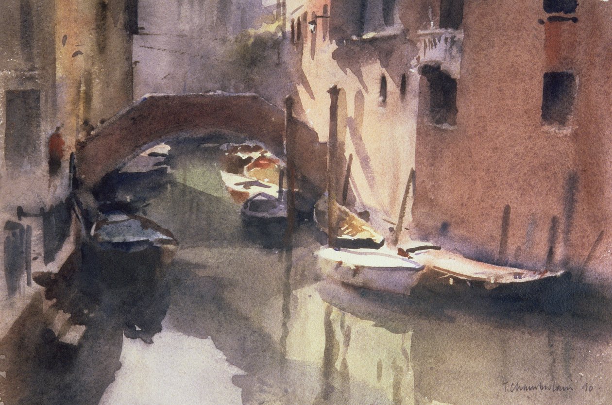 Un Canal Tranquilo en Venecia, 1990 de Trevor Chamberlain