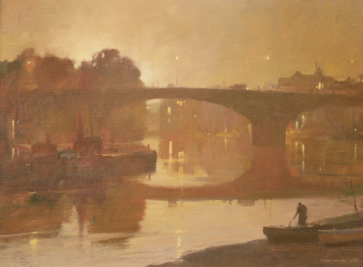 Noche, puente de Kew, 1989 de Trevor Chamberlain