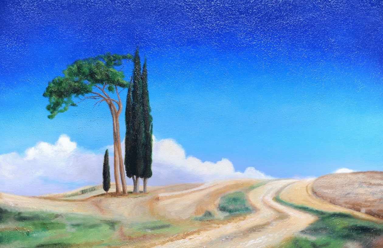 4 árboles, Picenza, Toscana, 2002 de Trevor Neal