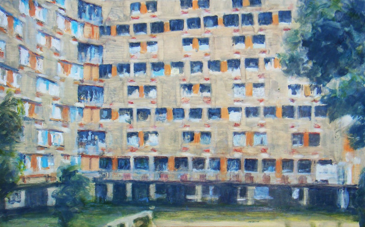 Un lugar para vivir 10, 2011 (óleo sobre contrachapado) de Trevor Burgess
