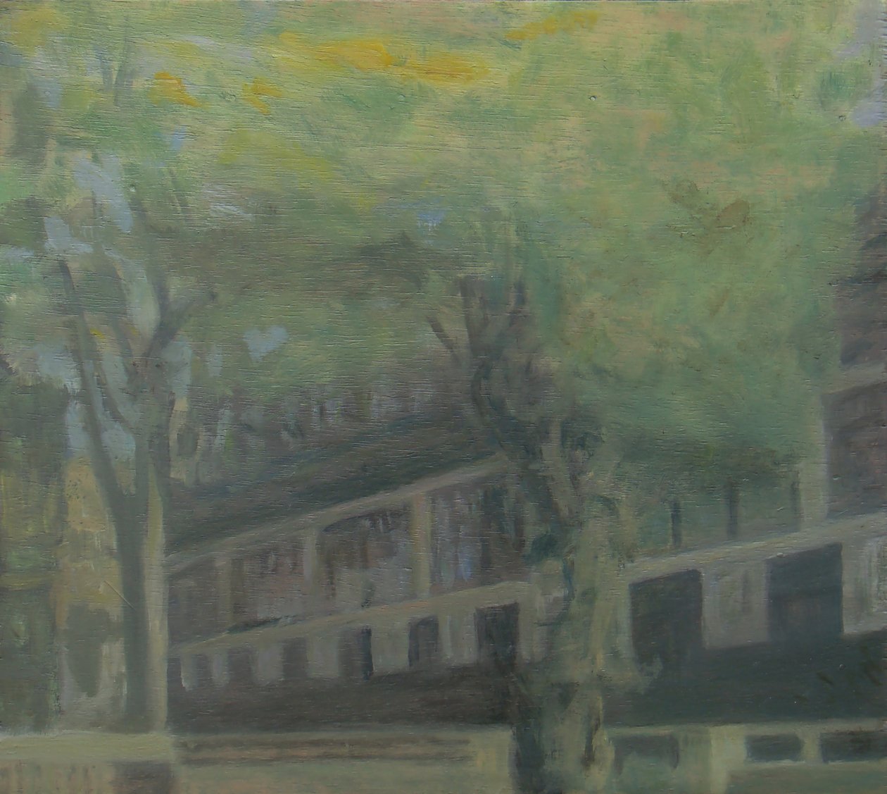 Un lugar para vivir 3, 2010 (óleo sobre contrachapado) de Trevor Burgess