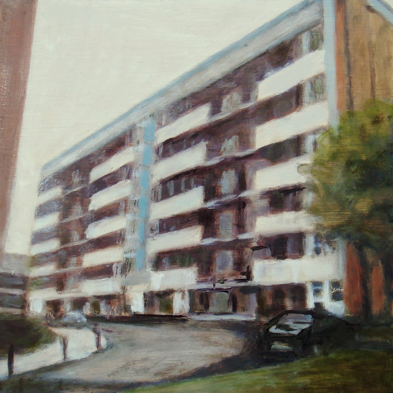 Un lugar para vivir 43, 2012 (óleo sobre contrachapado) de Trevor Burgess