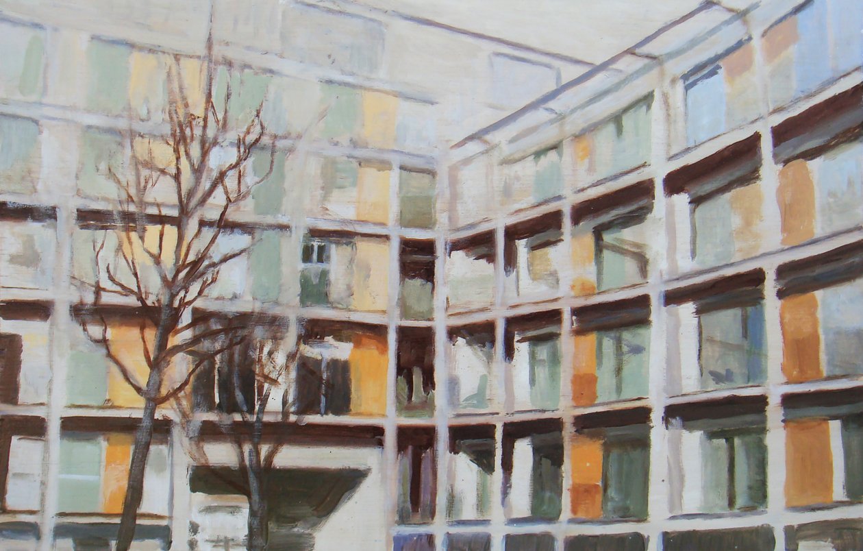 Un lugar para vivir 44, 2012 (óleo sobre contrachapado) de Trevor Burgess