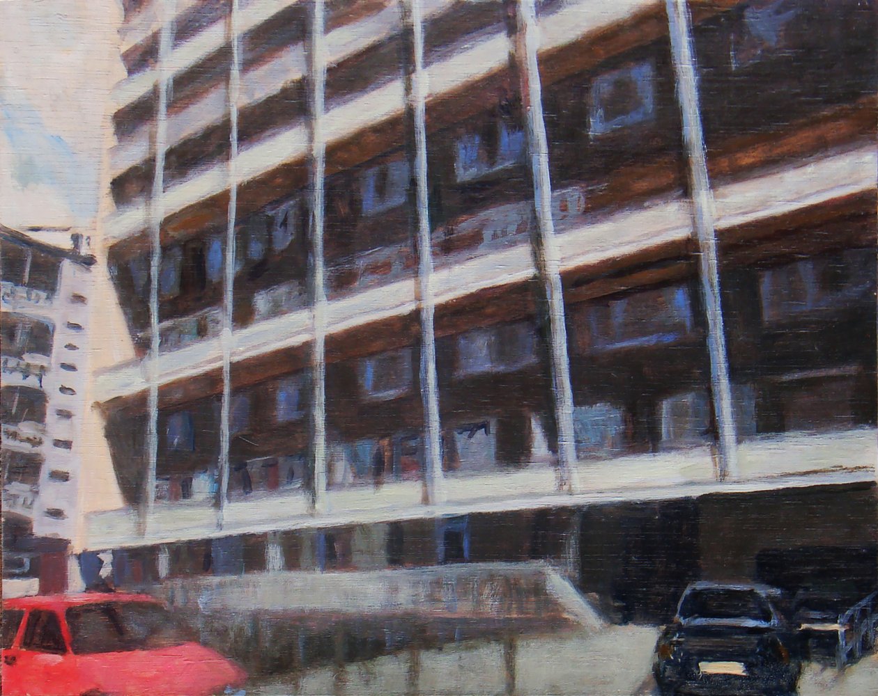 Un lugar para vivir 46, 2012 (óleo sobre contrachapado) de Trevor Burgess