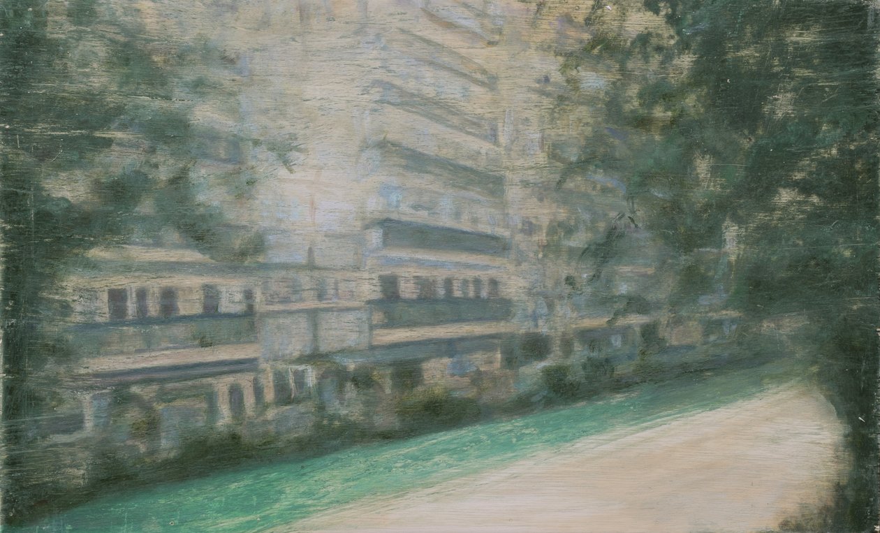 Un lugar para vivir 52, 2013 (óleo sobre contrachapado) de Trevor Burgess
