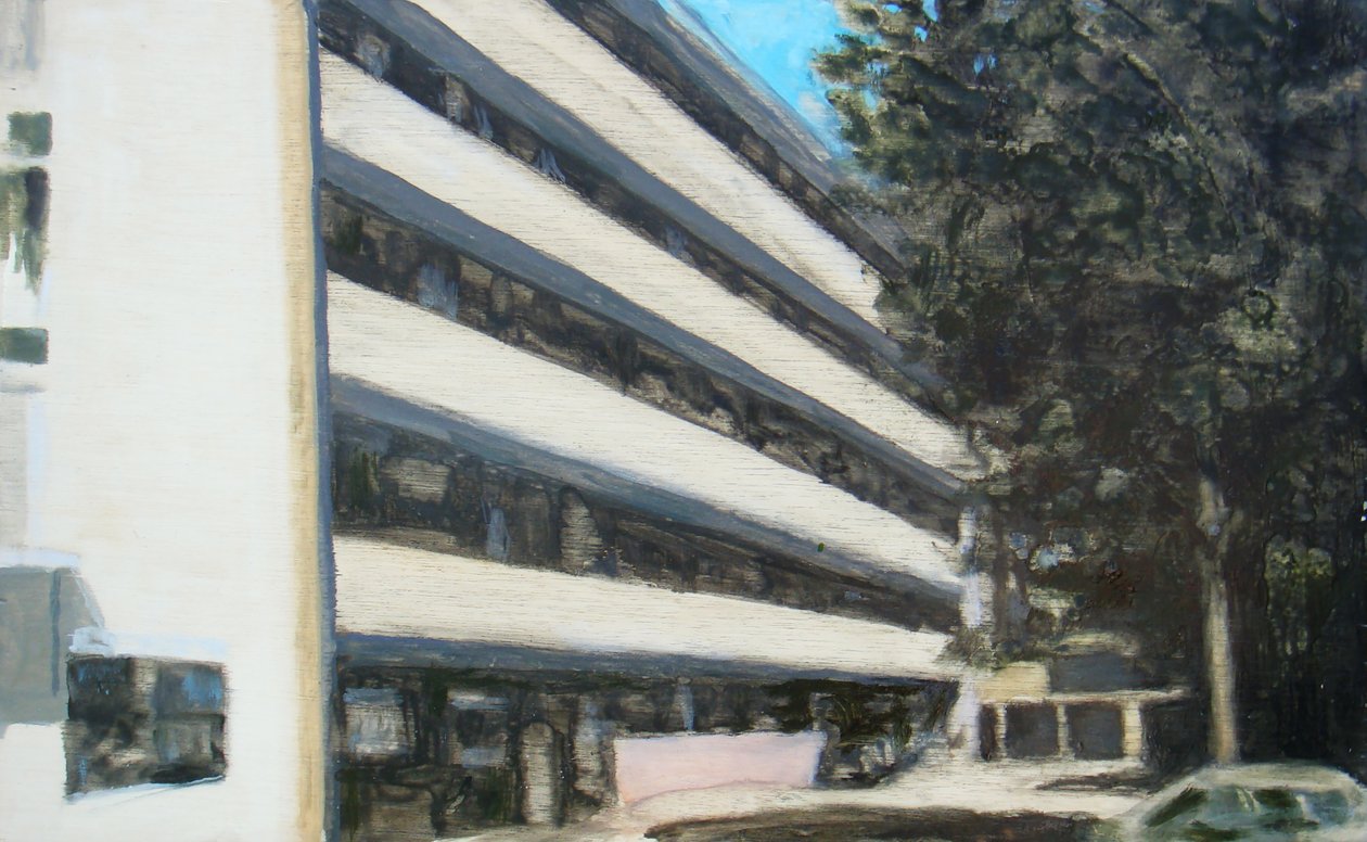 Un lugar para vivir 9, 2011 (óleo sobre contrachapado) de Trevor Burgess