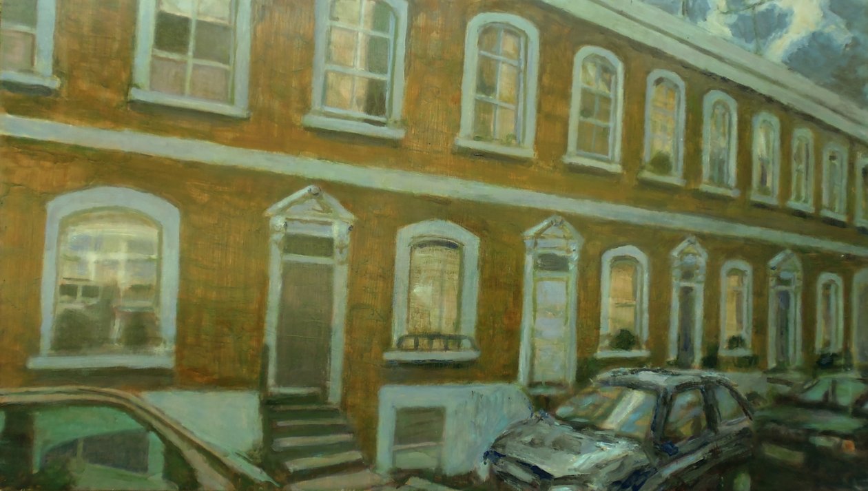 Un lugar para vivir L5, 2013 (óleo sobre contrachapado) de Trevor Burgess