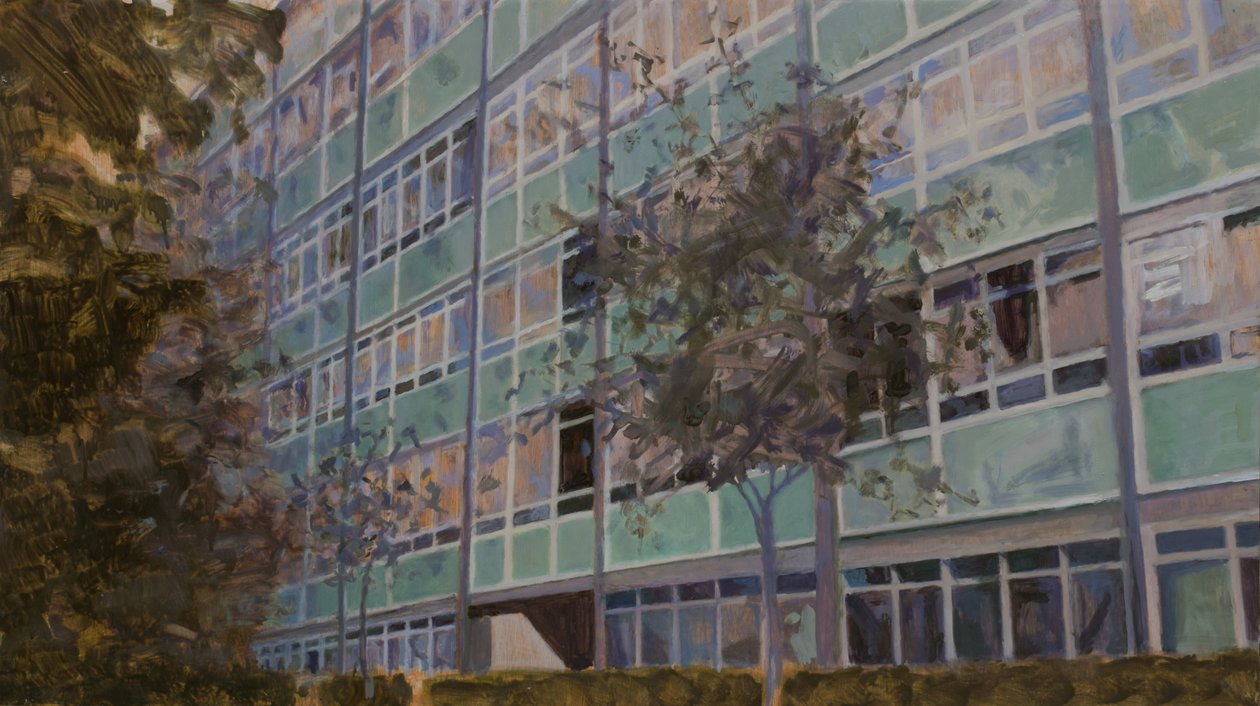Un lugar para vivir L6, 2013 (óleo sobre contrachapado) de Trevor Burgess
