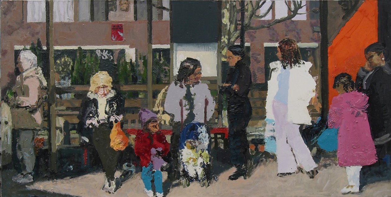 Parada de autobús, 2003 (óleo sobre lienzo) de Trevor Burgess