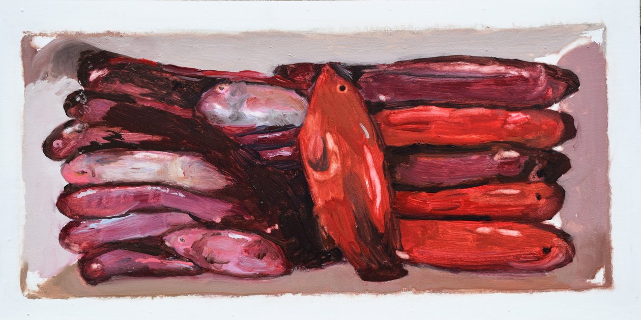 Caja de pescado 2 (Billingsgate, Londres), 2016 (óleo sobre tabla) de Trevor Burgess