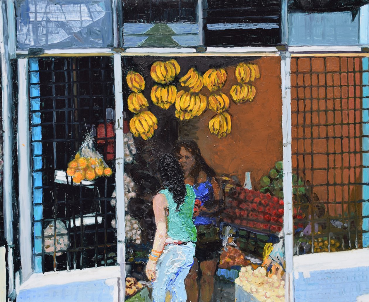 Puesto de frutas (San José, Costa Rica), 2016 (óleo sobre tabla). de Trevor Burgess