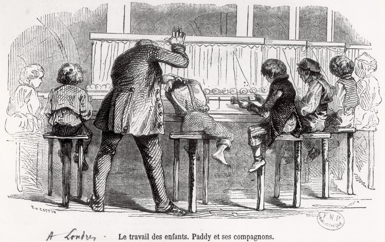 Niños trabajando en bobinas en Londres, Paddy y sus compañeros, de 