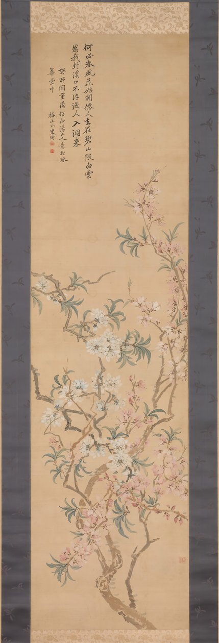 Flores de durazno rojas y blancas, 1843 de Tsubaki Chinzan