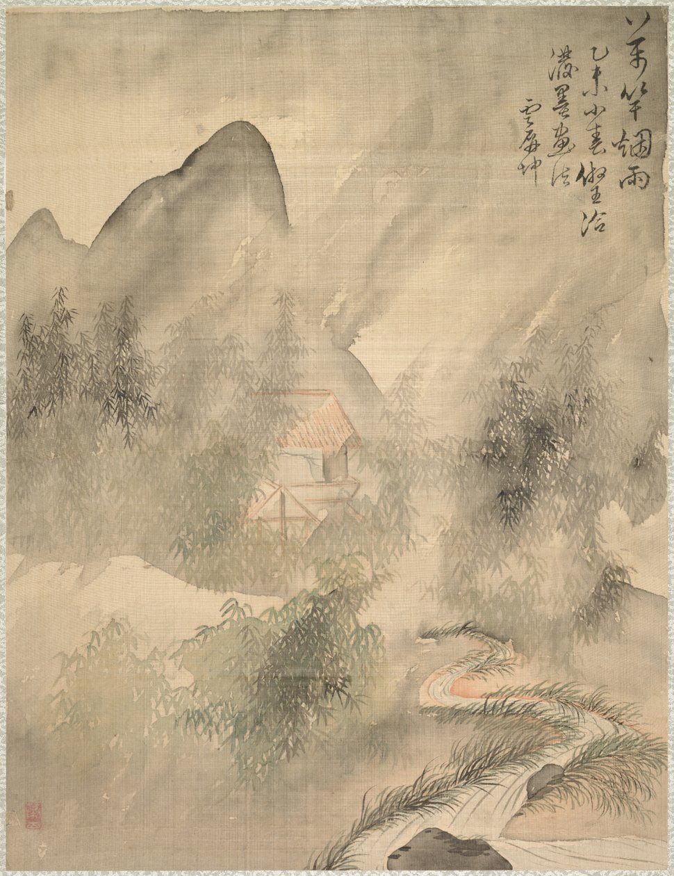 Diez mil bambúes en la niebla y la lluvia, 1847 de Tsubaki Chinzan