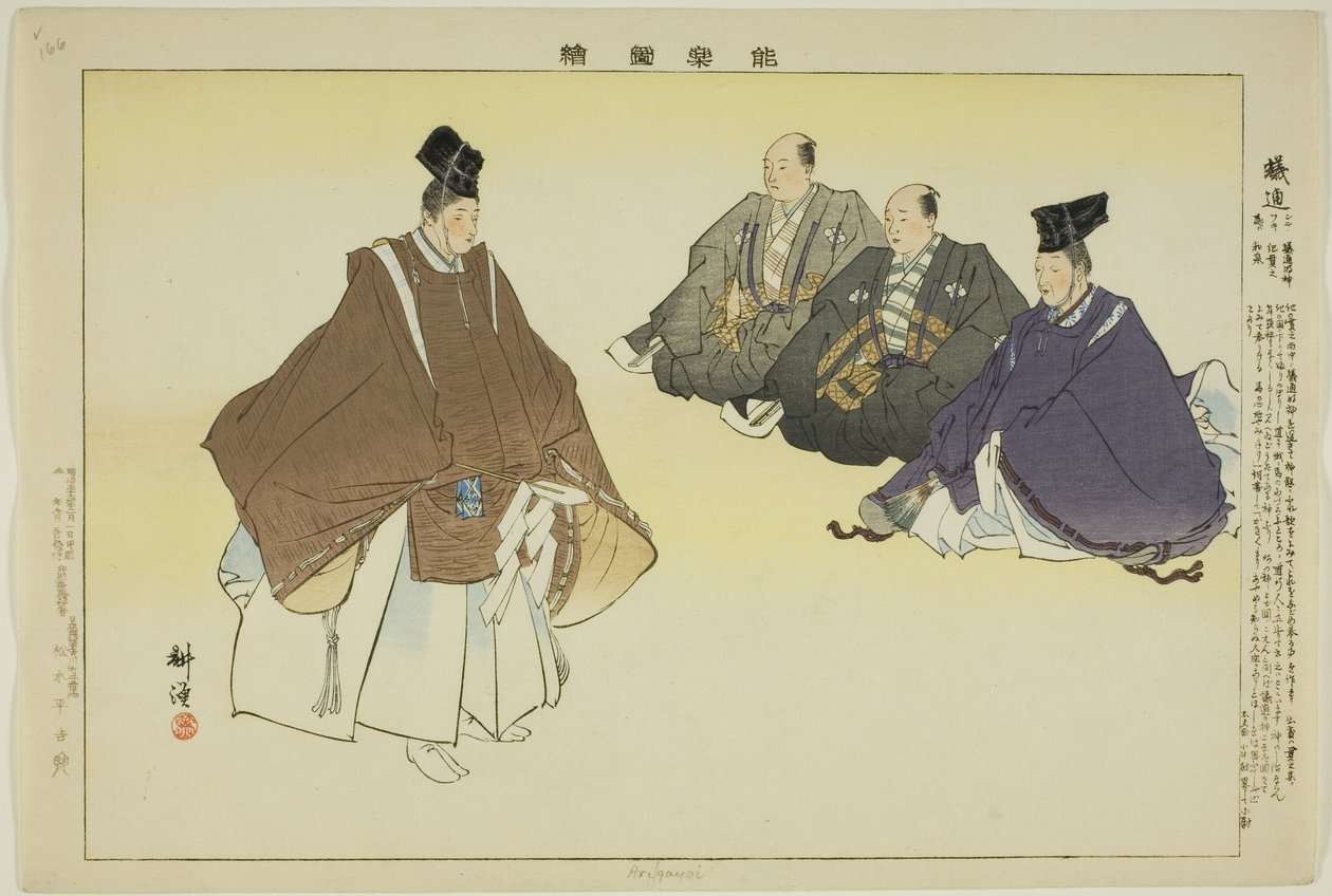 Arigayoi, de la serie "Imágenes de actuaciones de No (Nogaku Zue)" de Tsukioka Kogyo