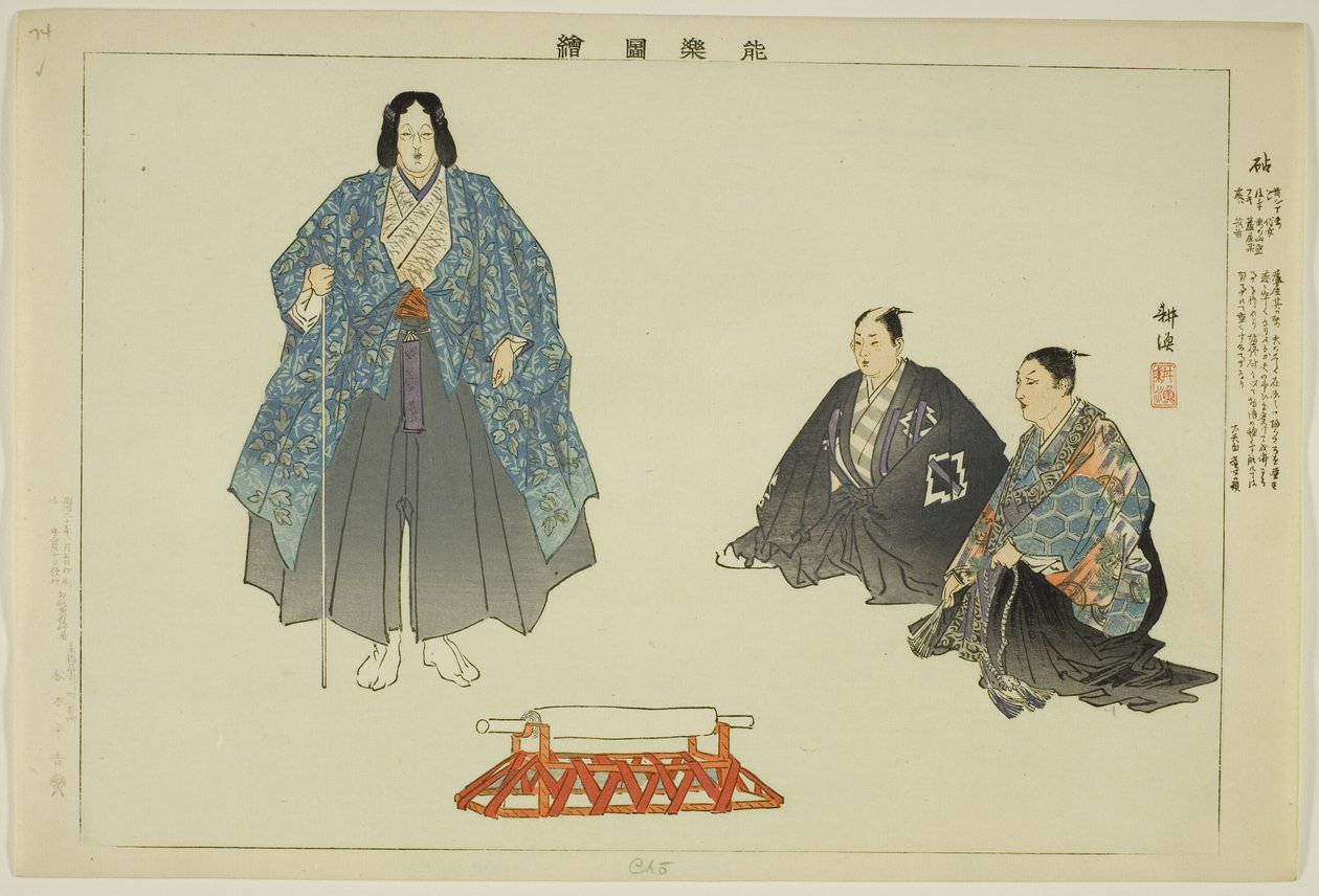 Cho (¿Ryo?), de la serie "Imágenes de actuaciones de No (Nogaku Zue)" de Tsukioka Kogyo