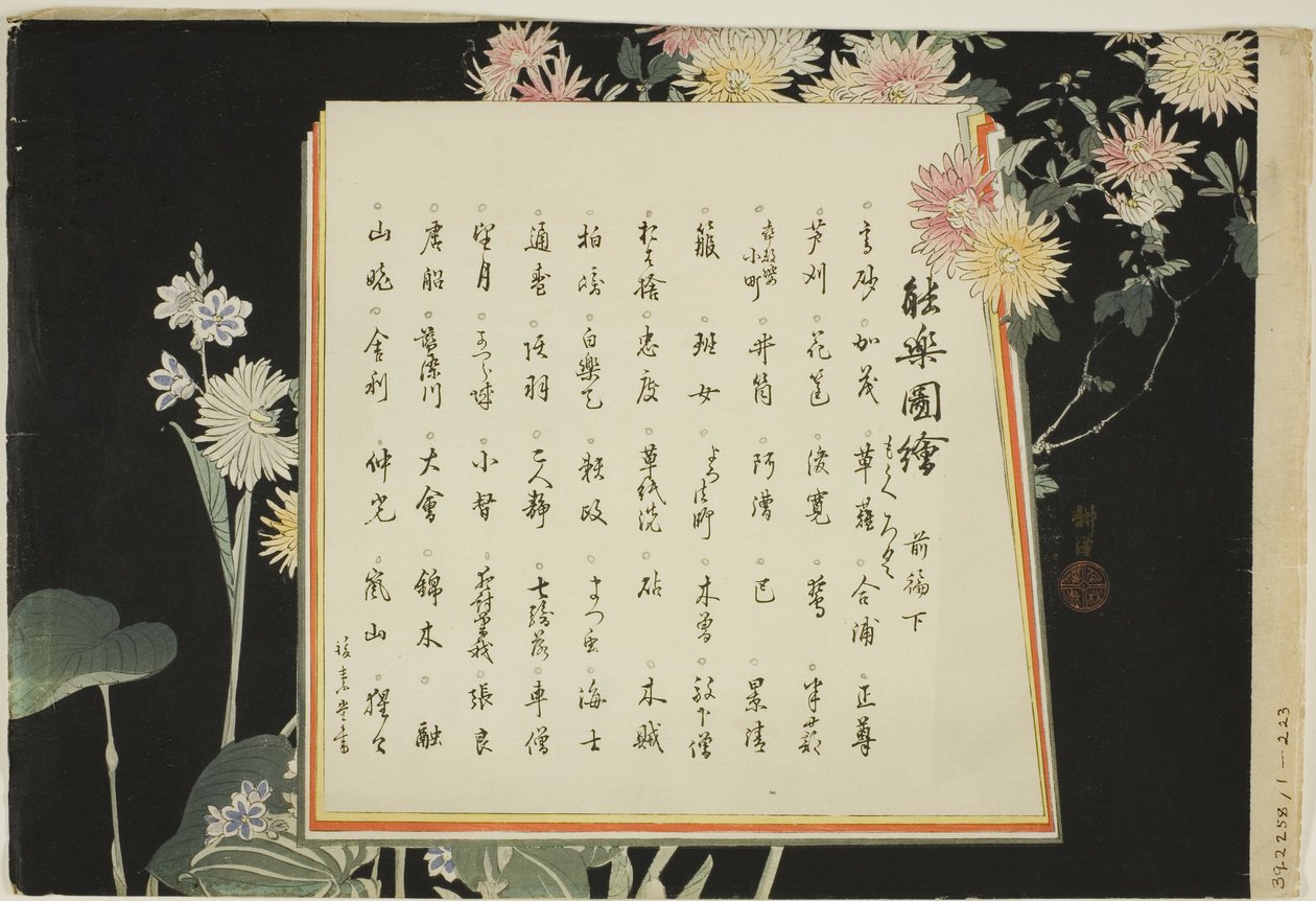 Página de índice, impresiones .51-.100 (Vol.1), de la serie "Imágenes de actuaciones No (Nogaku Zue)" de Tsukioka Kogyo